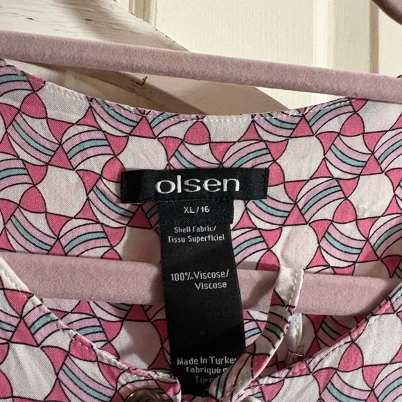 Olsen Pink Patterned Women's Top - Picture 3 of 6